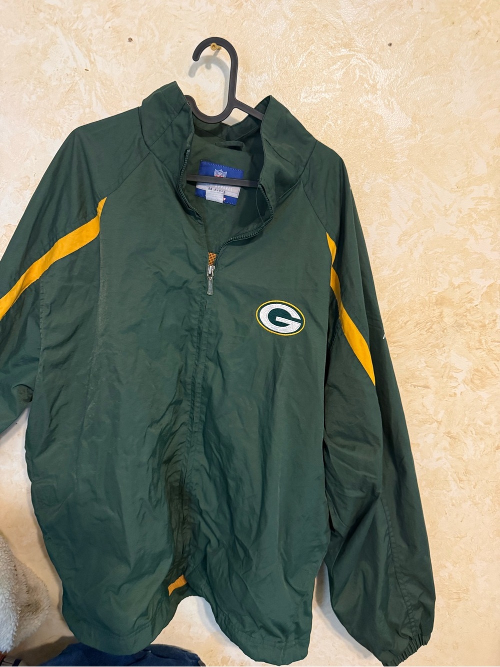 Reebok Mens Jacket XL NFL On Field Full Zip Windbreaker Green Bay Packers